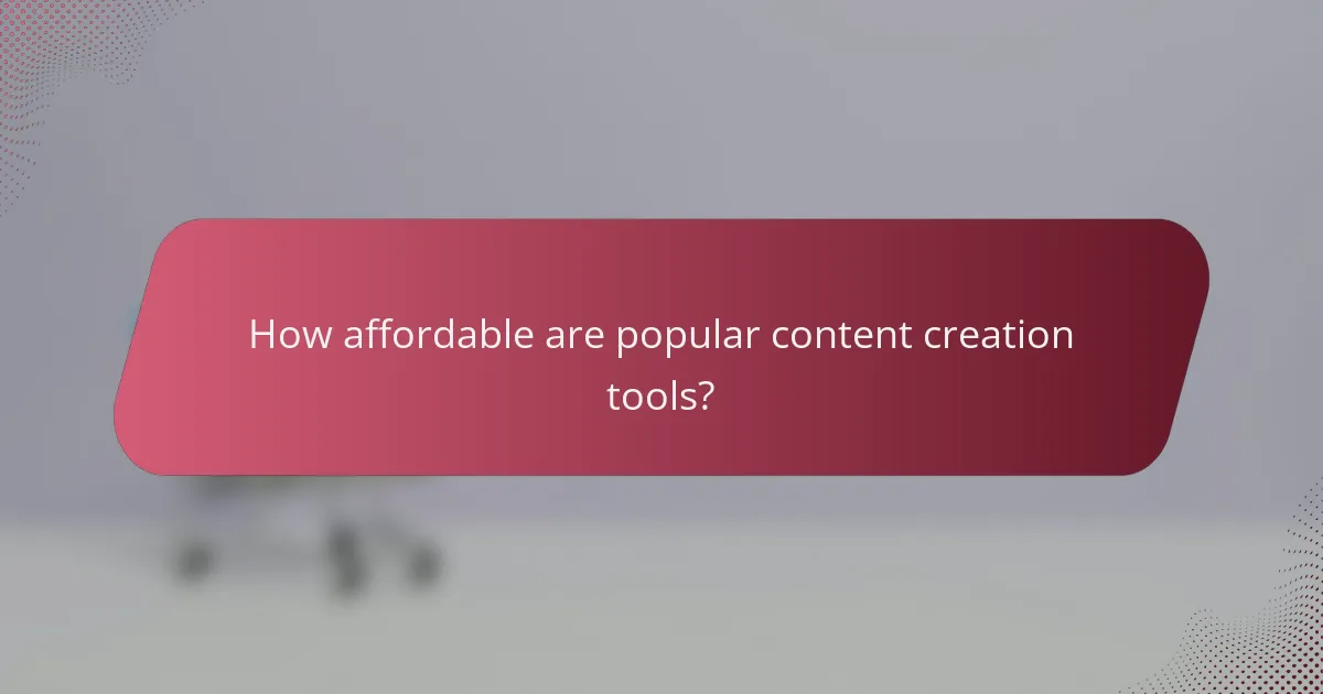 How affordable are popular content creation tools?